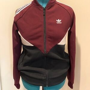 Womens Adidas Maroon and Navy Track Jacket Small full zip long sleeve streetwear